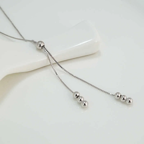 Collana Nappa Con Perline Tonde In Rame Placcato Argento Catena Scatola Regolabile Choker Minimalista Da Donna Versatile Elegante