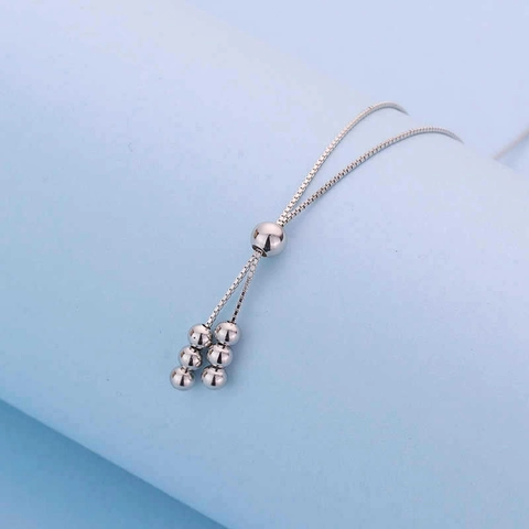 Collana Nappa Con Perline Tonde In Rame Placcato Argento Catena Scatola Regolabile Choker Minimalista Da Donna Versatile Elegante