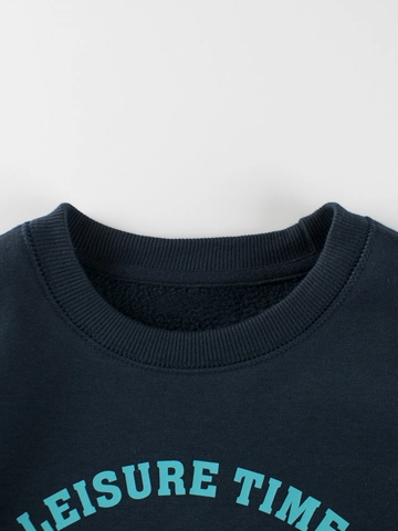 Jongens Crewneck Sweatshirt Fleece Gevoerd Katoenmix Lange Mouwen Casual Letterprint Pullover Tops Kinderen