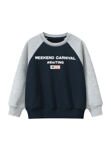 Sweat-shirt Décontracté pour Enfants Doublé Polaire Mélange de Coton Manches Raglan Imprimé Lettres Col Rond Pull pour Garçons Filles Automne Hiver