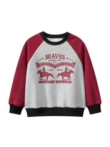 Felpa Bambini Manica Raglan Fodera In Pile Misto Cotone Stampa Vintage Americana Unisex Ragazzi Ragazze Caldo