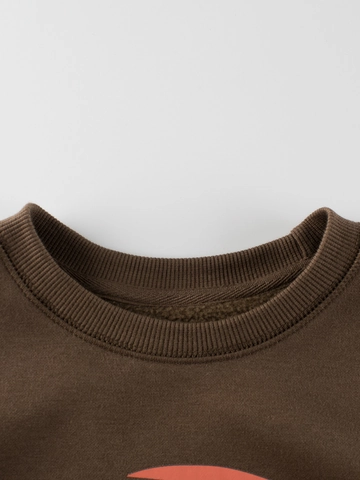 Sweat-shirt Doublé Polaire pour Garçons Imprimé Paysage Rétro Col Rond Manches Longues Pull Thermique Enfants Automne Hiver