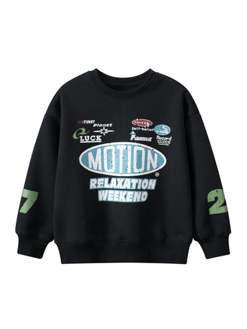 Kinder Jungen Mädchen Amerikanische Retro Brief Druck Fleece Gefüttert Sweatshirt Langarm Rundhals Warm Streetwear Pullover Top