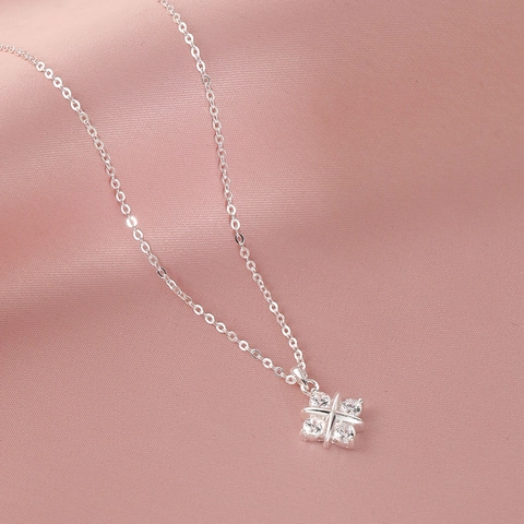 Cross Pendant Necklace Copper Cubic Zirconia Minimalist Elegant Clavicle Chain For Women Fashion Jewelry