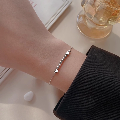 Sweet Heart Round Beads Armband Kupfer Minimalistisch Platinbeschichtet Mode Schmuck Accessoires Für Frauen Geschenk