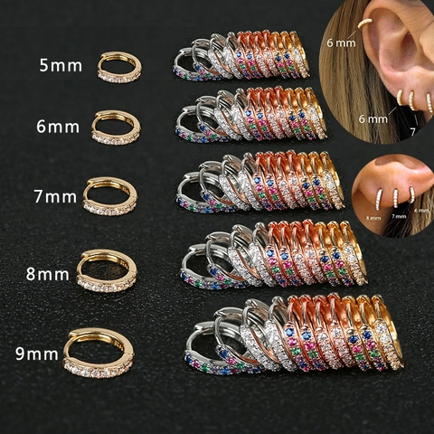 Copper Huggie Hoop Earrings With Cubic Zirconia Micro Pave Inlaid Minimalist Dainty Accessory For Women
