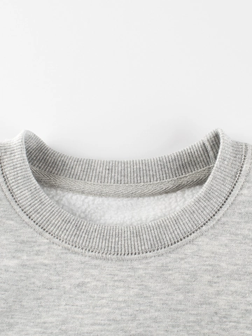 Kids Casual Fleece Lined Sweatshirt Round Neck Solid Color Long Sleeve Pullover Cotton Blend Warm Top For Boys Girls