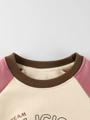 Felpa Ragazza Manica Lunga Raglan Grafica Gelato Foderata In Pile Misto Cotone Pullover Girocollo Top Casual