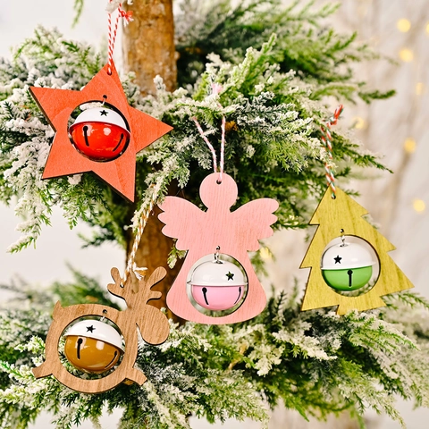 Ciondolo Campana Di Legno Natalizia Albero Stella Renna Angelo Decorazione Appesa Per Albero Di Natale Festa Casa Decorazione