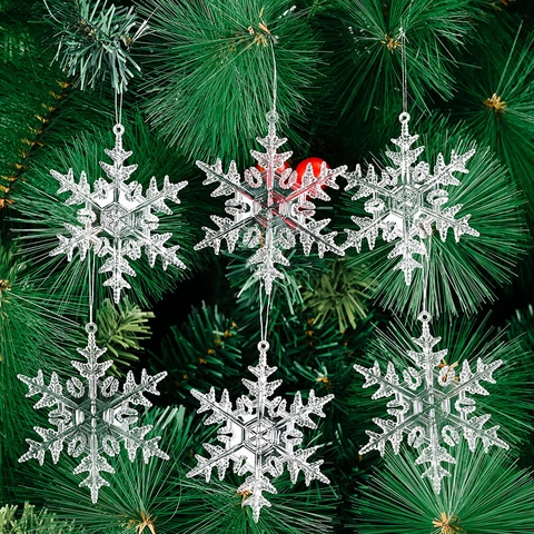 Ornamenti Appesi Per Albero Di Natale Acrilico Trasparente Fiocco Di Neve Renna Chiave Vintage Stile Cristallo Decorazione Festiva