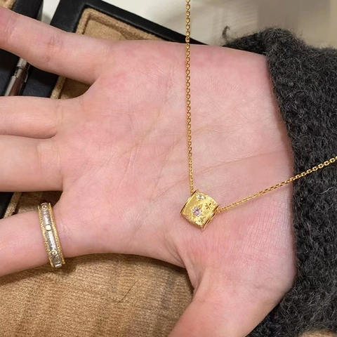Collana Con Ciondolo A Botte In Rame Placcato Oro Con Stella Incisa Zircone Trama Spazzolata Per Donna Gioielli Eleganti