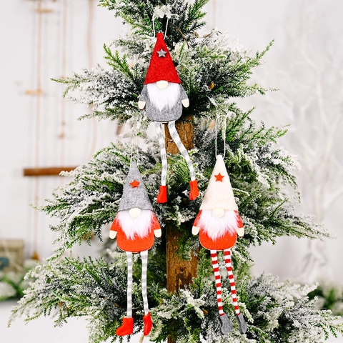 Gnomi di Natale Decorazione Pendente Ornamento Tomte Svedese Gambe Lunghe Bambola Gonk per Albero di Natale Casa