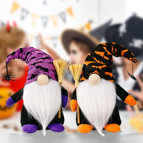 Gnomo di Halloween Bambola di Peluche Statuetta di Rudolph Senza Volto Con Scopa Pipistrello Ragno Per Decorazione Casa