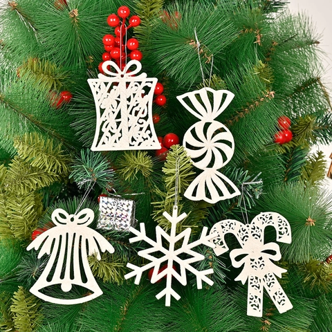 Addobbi Natalizi Bianchi Glitterati Cavi per Albero di Natale Campane Fiocchi di Neve Caramelle Regalo Decorazioni Casa