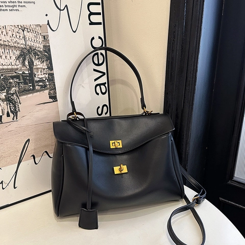 Borsa A Tracolla Da Donna Pelle PU Grande Capacità Minimalista Borsa A Mano Commuter Con Chiusura In Metallo Elegante