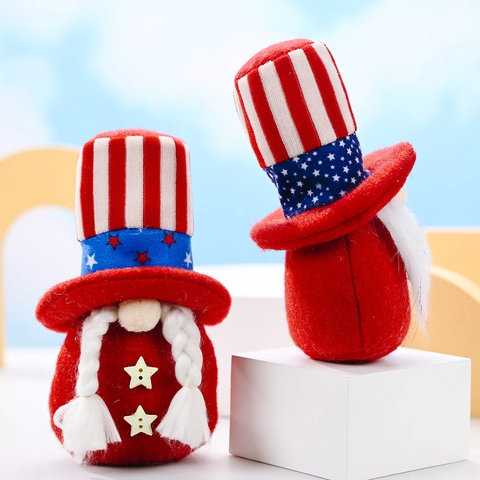 Patriotic Gnome Plush 4th Of July Decorations American Flag Stars And Stripes Tomte Handmade Cloth Ornaments For Home Party