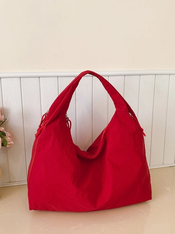 Bolso de Mano de Lona Nylon Gran Capacidad Mujer Bolso Simple Color Sólido Versátil Bolso de Hombro Minimalista Cremallera
