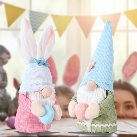 Ostern Gnom Plüsch Dekoration Mit Hasenohren Und Bunten Eiern Gesichtsloser Tomte Puppe Ornament Für Haus Feiertag Party Geschenk