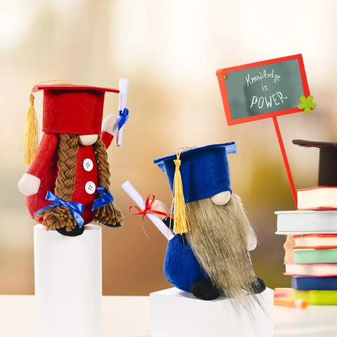 Graduation Gnomes Plush Decorations Bachelor Cap Diploma Handmade Fabric Faceless Doll Graduation Party Home Decor Gift