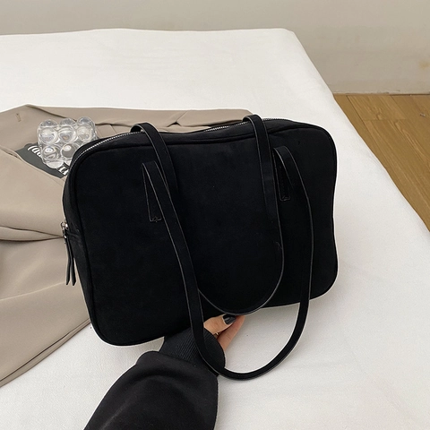 Women Retro Underarm Bag Matte PU Leather Large Capacity Minimalist Square Shoulder Handbag Baguette Tote