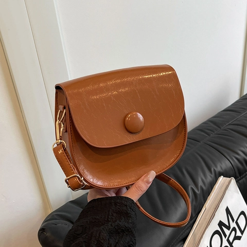 Borsa A Tracolla Vintage In Pelle PU Da Donna Borsa Minimalista Con Bottone Rotondo E Tracolla Regolabile Stile Pendolare