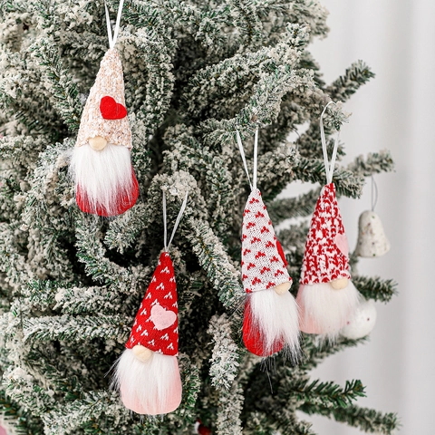 Valentijnsdag Kabouter Hangende Ornamenten Gebreide Kunstbont Gezichtsloze Pop Hangers Met Hartpatroon Voor Thuis Boom Decor Noordse Stijl