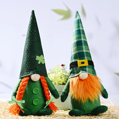 Gnomes Saint Patrick Leprechaun Irlandais Poupée Sans Visage Trèfle Peluche Tissu Décoration De Table De Fête Maison
