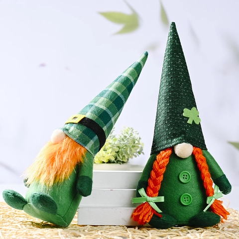 Gnomes Saint Patrick Leprechaun Irlandais Poupée Sans Visage Trèfle Peluche Tissu Décoration De Table De Fête Maison