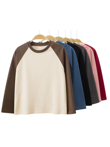 Kinder Baumwolle Raglan Langarm T-Shirt Patchwork Farbblock Rundhals Lässiges打底衫 Top Für Jungen Mädchen