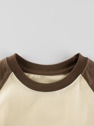 Kinder Baumwolle Raglan Langarm T-Shirt Patchwork Farbblock Rundhals Lässiges打底衫 Top Für Jungen Mädchen