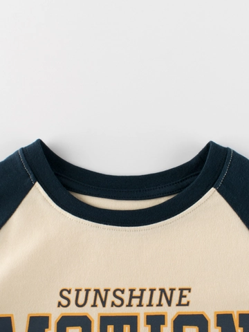 Maglietta a Maniche Lunghe Raglan per Bambini 100% Cotone Pettinato Stampa Cartoon Retrò Americano Top Casual Girocollo per Ragazzi Ragazze