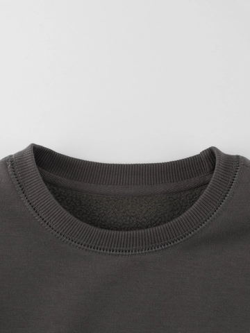 Sweatshirt À Col Rond Pour Garçons Mélange De Coton Doublé Polaire Manches Longues Pull Chaud Streetwear Imprimé Lettres