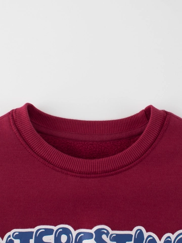 Kids Pullover Sweatshirt Round Neck Fleece Lined Cotton Blend Letter Print Casual Warm Top Boys Girls