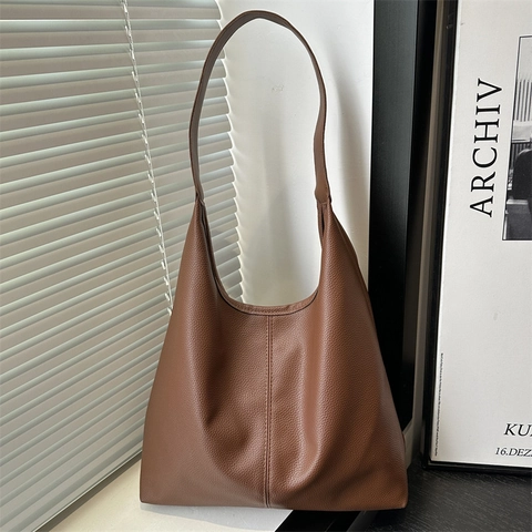 Damen Minimalistische PU Leder Tote Bag Große Kapazität Narbenstruktur Hobo Schultertasche Für Alltag Pendeln Büro Tasche