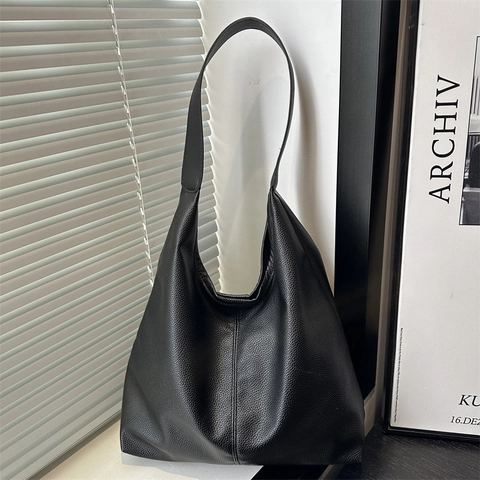 Damen Minimalistische PU Leder Tote Bag Große Kapazität Narbenstruktur Hobo Schultertasche Für Alltag Pendeln Büro Tasche