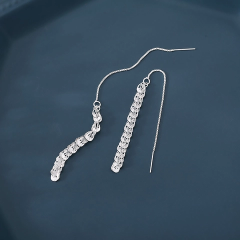 Elegant Long Tassel Ear Threaders With 925 Sterling Silver Earring Post Copper Wheat Grain Feather Design For Women