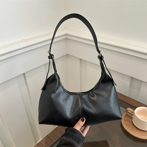 Bolso de Axila Minimalista para Mujer Vintage de Cuero PU Ante Bolso Hobo Casual Color Sólido Bolso de Hombro para Viaje
