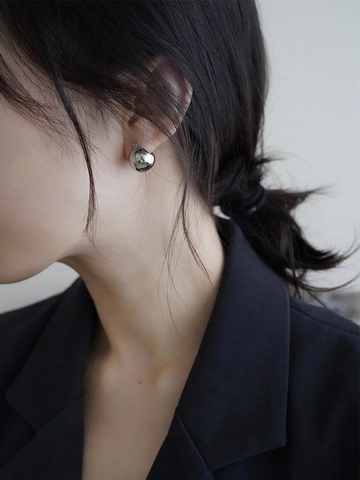 Vintage Metallische Kugel Creolen Minimalistisch Hochglanz Kupfer Geometrische Dome Ohrringe Für Damen