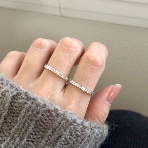 Irregular Wrinkled Square Splicing Copper Ring Women Simple High-End Geometric Open Adjustable Finger Jewelry Gift