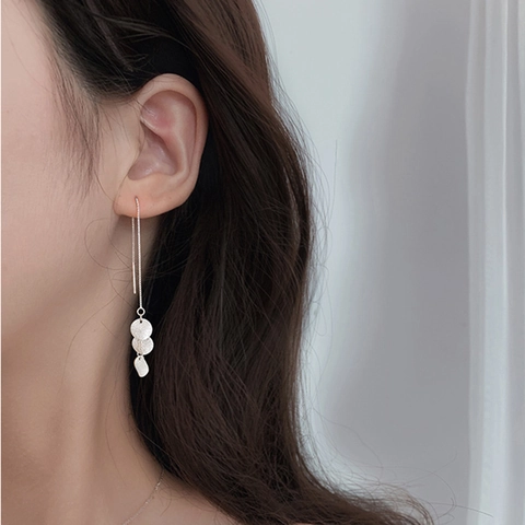 Minimalistische Lange Oordraad Oorbellen Voor Dames Met Gematteerde Ronde Schijven Kwastjes Eenvoudige Elegante Koperen Sieraden