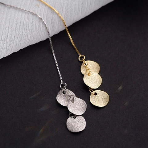 Minimalistische Lange Oordraad Oorbellen Voor Dames Met Gematteerde Ronde Schijven Kwastjes Eenvoudige Elegante Koperen Sieraden