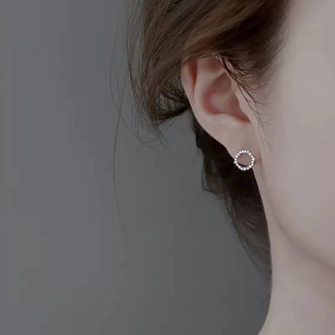 Orecchini A Lobo Tondi Geometrici Con Perno In Argento Sterling 925 Rame Zirconia Cubica Gioielli Di Moda