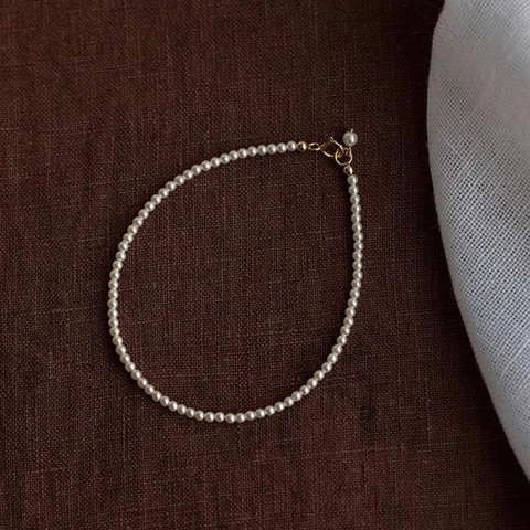 French Vintage Elegant Mini Artificial Pearl Bracelet Copper Gold Plated Minimalist Fine Hand Jewelry For Women
