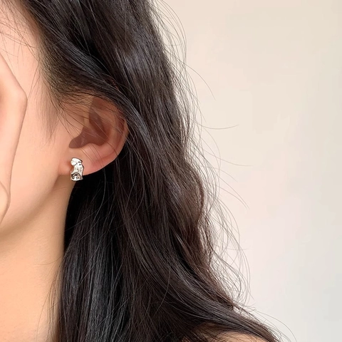 Irregular Geometric Wave Stud Earrings Copper Liquid Metal Lava Style High Polish Personalized Jewelry For Women