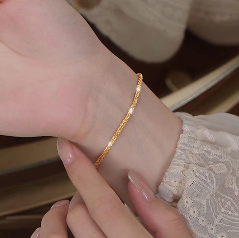 Bracelet Étincelant À Texture Écrasée Irrégulier Cuivre Plaqué Or Bijoux Minimalistes Réglables Pour Femmes
