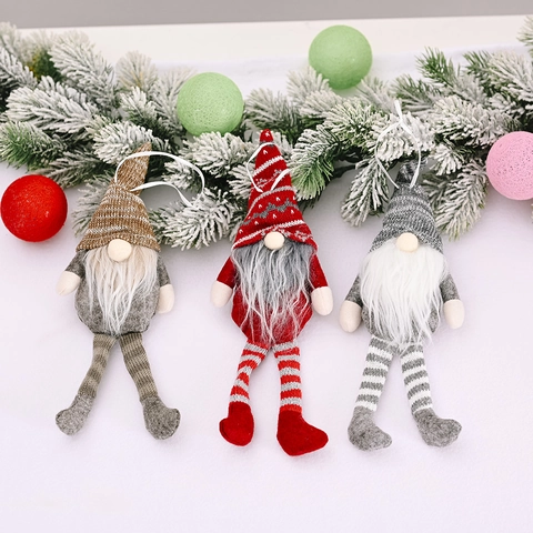 Gnomi Di Natale Ornamenti In Peluche Lavorato Maglia Tomte Svedese Bambole Appese Motivo Fiocco Neve Barba Lunga Decoro Albero