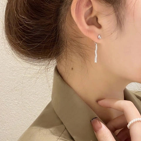 Irregular Geometric Wave Drop Earrings Copper Liquid Metal Style Minimalist Long Dangle Modern Fashion Jewelry For Women