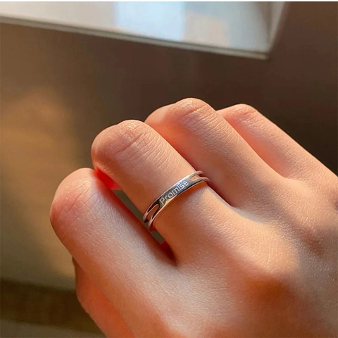 Holle Hart Open Ring Koper Verzilverd Geometrisch Verstelbaar Promise Gegraveerd Minimalistische Sieraden Voor Dames