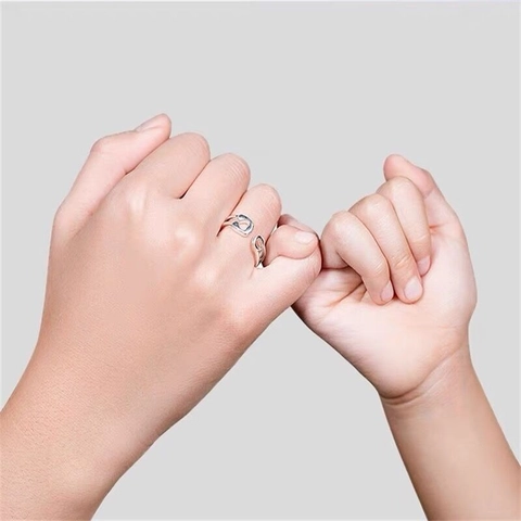 Holle Hart Open Ring Koper Verzilverd Geometrisch Verstelbaar Promise Gegraveerd Minimalistische Sieraden Voor Dames