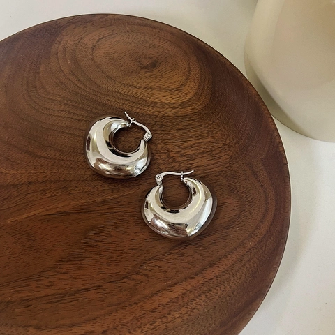 Herzförmige Chunky Hoop Ohrringe Poliertes Kupfer Spiegelglanz Minimalistischer Schmuck Für Damen Elegant
